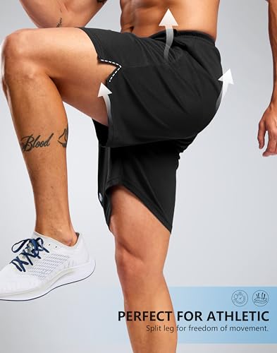 G Gradual Men's Athletic Workout Shorts with Pockets 5"/7"/9" Lightweight Quick Dry Gym Basketball Running Shorts for Men(Black,9-L) - Image 5