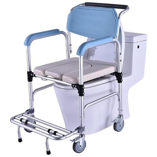 vanenferse Sedia da Toilette a Rotelle per Doccia, Sedia a Rotelle con Secchio Rimovibile, Sedia Comoda Mobile per Comodino per Anziani, Ausili per Mobilità E Vita Quotidiana, capacità di Peso 150 kg