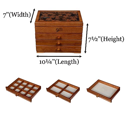 Changsuo Wooden Jewelry Box for Women with Drawers, Medium-sized Jewelry Storage Organizer with Acrylic Lid by Changsuo - Image 3