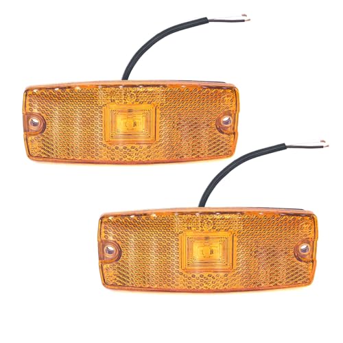 AOJO 2 PCS Feux de Gabarit Orange LED Camping Car 12V 24V Imperméable Feu de Position Jaune avec Vis de Montage
