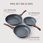 SENSARTE Nonstick Frying Pan Skillets, Swiss Granite Coating Omelette Pans, Healthy Cookware Chef's Pan, Free of Intentionally Added PFOA (9.5+11+12.5 Inch) - Image 4
