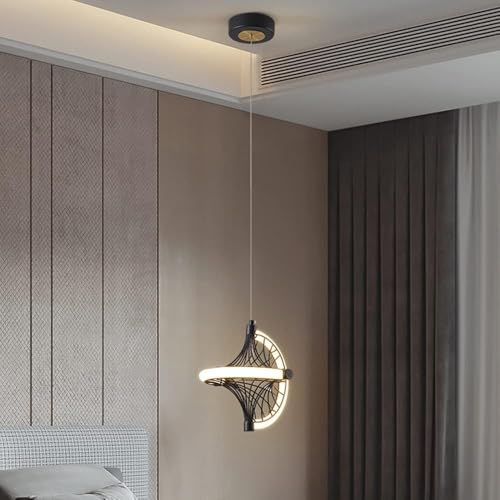 Lámparas de lámpara de lámpara de techo, luz colgante simple 丨 Iluminación de lámpara de araña en forma de abanico de hierro negro compatible con comedor y dormitorio 丨 LED modernas candelabros