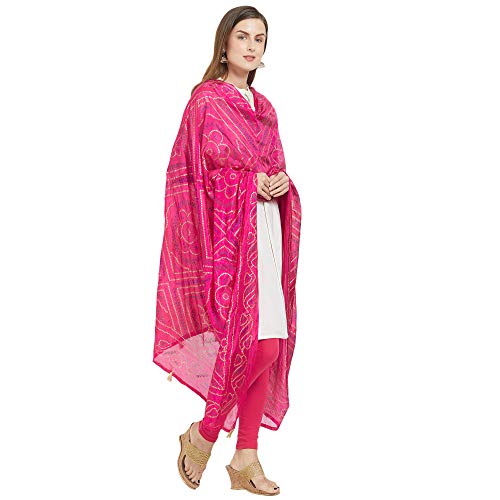 Image of DUPATTA BAZAAR Woman's Printed Bandhini Silk dupatta