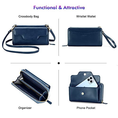 Image of nuoku Small Purse for Women, RFID Blocking Wristlet Wallet, Crossbody Clutch with Cell Phone Pocket