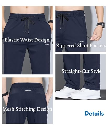 Meshirons Ice Silk Mesh Panel Casual Pants, Meshirons Pants for Men Over 55 Quick Drying with Pockets Breathable2