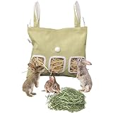LIKENNY チモシー入れ 牧草入れ ウサギ用給餌バッグ 大容量 牧草フィーダー 省スペース 散らからない 小動物向け食器 うさぎ 餌入れ (三口)