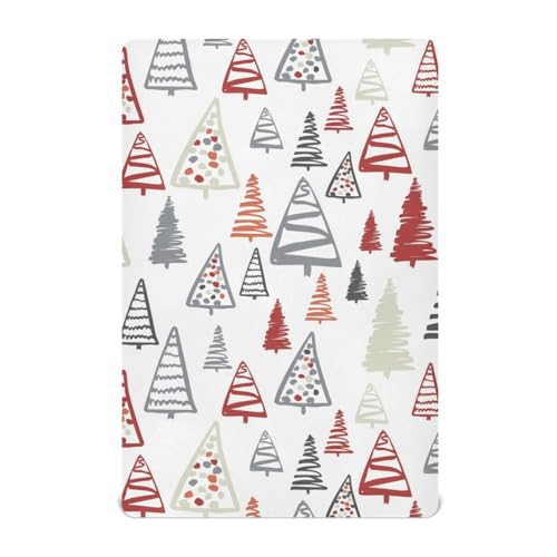 Moudou Christmas Tree Playard Sheet for Boy Girls, Soft Breathable Fitted Toddler Sheet for Standard Playard Bed Mattress, 39 x 27 x 5 Inch