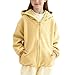 Girls Fuzzy Hooded Jacket Kids Soft Oversized Jackets Zip up Hoodie Warm Sweatshirt with Pockets 2025 Winter Fashion Khaki