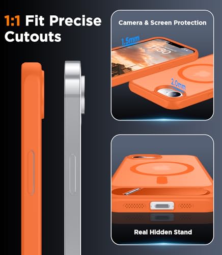 Image of Magnetic Compatible with iPhone 17e Case & iPhone 16e Case,[Built-in Invisible Kickstand][Compatible with MagSafe][Military Grade Shockproof] Slim Translucent Matte Case for iPhone 16e /17e 6.1 inch