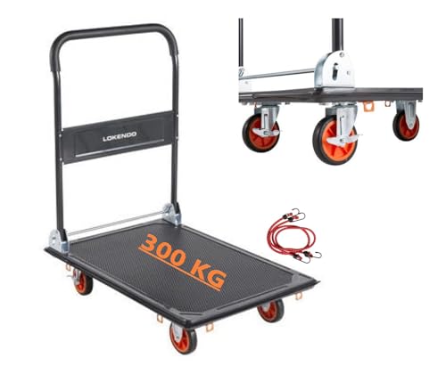Genérico Carro Plataforma con Freno Plegable para Transporte 300KG Carga Mercancia Equipaje Base Antideslizante Industrial Ruedas 360º Transporte Profesional Multiuso, M300KG