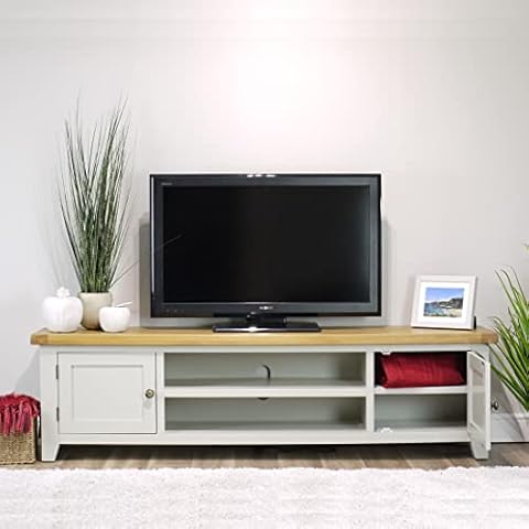 Arklow Painted Grey Oak Extra Large TV Stand for 65 Inch TV / 180cm Unit Fully Assembled Cover