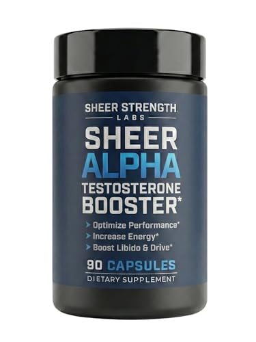 Testosterone Booster for Men - Sheer Alpha T-Booster - Clinically Backed Dose, Strongest Formula - Made in USA - Premium Blend of Fadogia Agrestis Tongkat Ali and Shilajit. 30 Servings