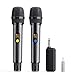 XIAOKOA ダイナミックマイク ワイヤレスマイク ハンズマイク カラオケマイク 無線マイク 2人用 UHF 30m安定伝送 Type-c充電式 ノイズ低減 ミュート機能 長時間使用 合金製 耐久性 3.5mm/6.35mm ハンドヘルドマイク ハンドマイク アンプ/スピーカー/拡声器/ミキサー対応