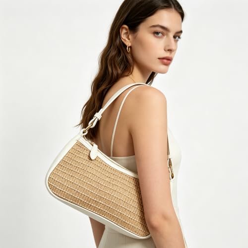 Image of Shoulder Bags for Women Leather Hobo Sling Tote Handbag Retro Clutch Purse with 2 Removable Straps and Zipper Closure