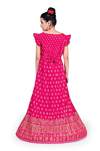 Image of Jwalin Girls Maxi Dress (JWGDRS00049 PNK 40 PINK 13 Years-14 Years)