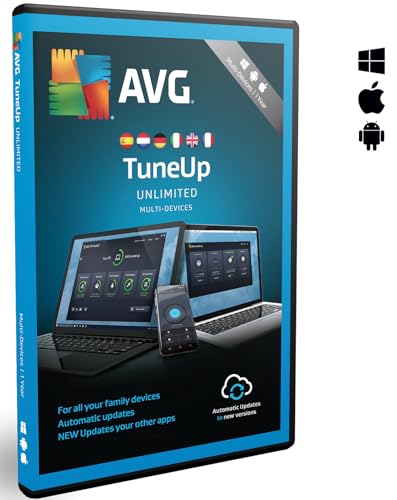 AVG TuneUp Unlimited 2026 - Supprime les Fichiers Indésirables et Accélère votre Système | 10 appareil | 1 An | PC/Mac