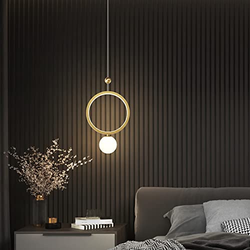 Lustre pendentif LED 18W or au design moderne et épuré pour maison élégante