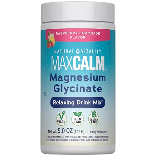 Natural Vitality MaxCalm Magnesium Glycinate Powder | Relaxing Drink Mix