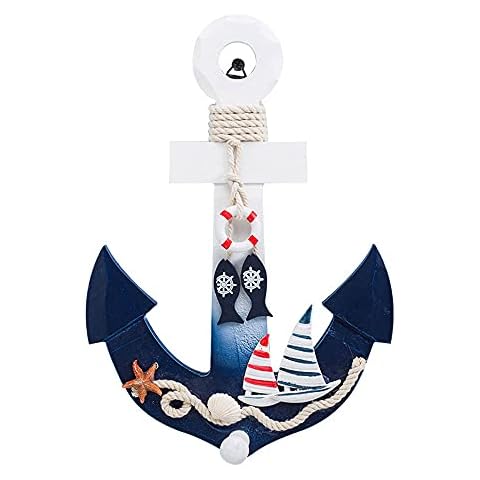 Anchor Wall Hanging Decor, Nautical Anchor Ship, Anchor Ornaments, Wooden Mediterranean Wall Art, for Hanging Decorative Ornament Rack, Wall-Mounted(11.0*0.5*7.7in) Cover