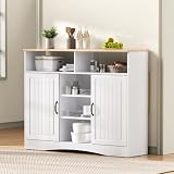 Design européen moderne, finition durable : des lignes épurées et une surface blanche donnent à l'armoire un look élégant intemporel qui s'intègre facilement dans n'importe quelle cuisine et salle à manger. Le corps en MDF + PB robuste est renforcé et supporte jusqu'à 30 kg sur le plan de travail, tandis que les étagères peuvent supporter une charge de 10 kg chacune.