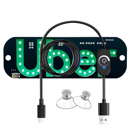 Green Light Sign for Car Windshield with Suction Cups, Type-C Touch Dimmer Switch Cable