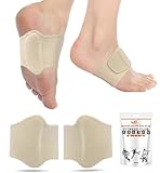 HiRui Arch Support Braces (Pair) for Plantar Fasciitis Relief - Adjustable Neoprene Arch Support Wraps with Gel Pads for Flat Feet High & Fallen Arch, Wear Over or Under Socks, Fits All Shoes (Beige)