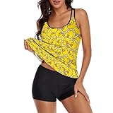 MSOKAZZLES Rubber Ducks Womens Tankini Swimsuits for Women Two Piece Tummy Control Bathing Suits Swim Tank Top with Boyshorts L