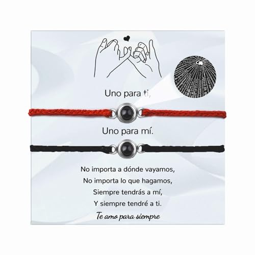 SUNSH Pulseras Para Parejas Pulsera Mujer Y Hombre-Te Quiero En 100 Idiomas Pulsera Trenzada Ajustable Pulseras Para Hilo Rojo Pulsera Día De La Regalos De Cumpleaños San Valentín