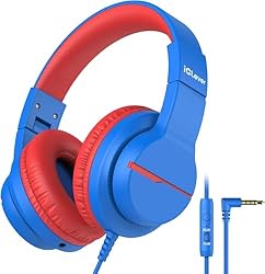 【Safe Volume Control】: Specially designed for children, the kids headphones can be limited to a sound level of 85dBA to prevent damages to kid's ears in daily life. 【Built-in Microphone & Great Compatibility】: iClever wired headphones work with the I...