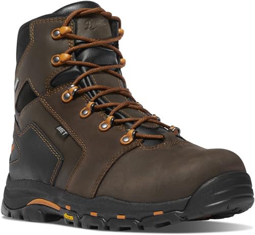 Image of Danner Vicious 6 inch Composite Toe Work Boots for Men - Waterproof Leather with Breathable Gore-Tex Lining, Speed Lace System & Non Slip Heeled Outsole