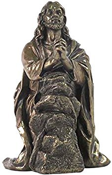 US 7.5" Jesus Praying in The Garden of Gethsemane Statue, Bronze Color