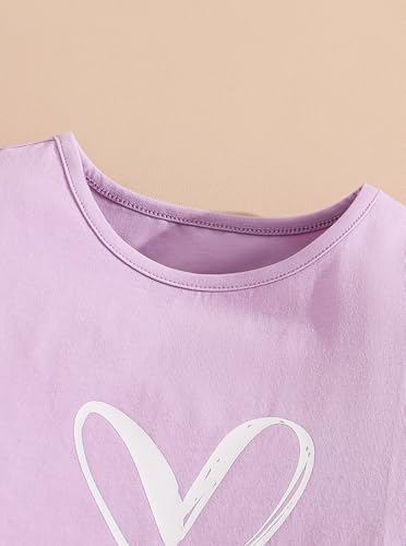 Image of Girls 2 Piece Outfits Summer Ruffle Sleeve Top and High Waisted Striped Shorts Set for Girls 7-14