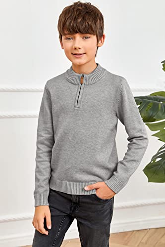 GAMISOTE Boys Sweater Quarter Zip Up Chunky Knit Mock Neck Warm Pullver Kids Knitwear3