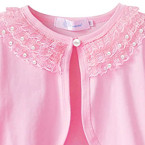 Image of Acecharming Girls' Shrug Sweaters Long Sleeve Lace Bolero Cardigan Shrug Button Closure Bolero Dress Cover Up for 2-10 Years