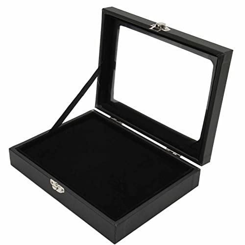 Estojo de Exibição de Pinos à Prova de Poeira, Moldura de Caixa de Sombra Preta Com Porta de Vidro Rígido, Exibição de Coleção de Pinos para Medalhas Militares, Etiquetas de Praia,