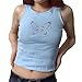 T-shirt d'été sans manches - Pour Pâques - Pour adolescentes et filles - T-shirt court - Imprimé papillon - Pour femme - Style basique - Décontracté, A22 bleu, L
