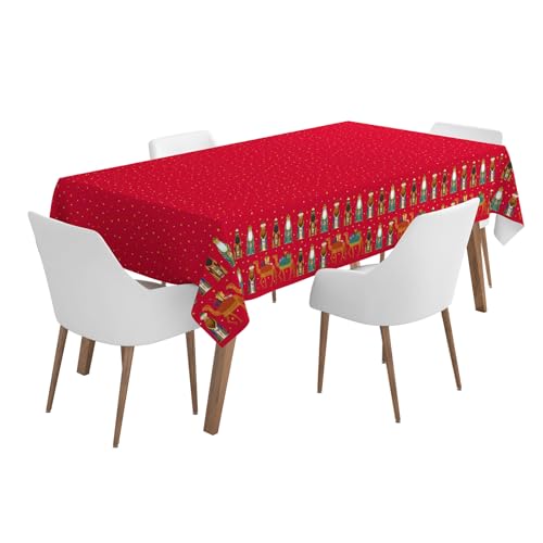 PARTYLOSOPHY 1 Unidad - Rollo Mantel de 120 x 500 cm Color Rojo con Estampado de Reyes Magos. Rollo...