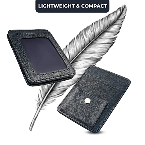 Leather Magic Wallets for men - Super Slim Mens Leather Wallets with Coin Pocket and Front ID Card Pocket- Light Weight Mens Wallets Leather Made (Navy)3