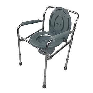Mobiclinic, Puente, Toiletstoel voor volwassenen en Handicap, WC stoel, verchroomd staal, in hoogte verstelbare, met armleuningen