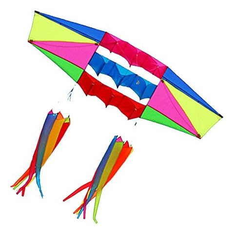 Besra Huge 98inch Single Line 3D Radar Kite with Flying Tools 2.5m Power Box Kites with 2 Windsock Tails Outdoor Fun Sports for Adults (windsock) Cover