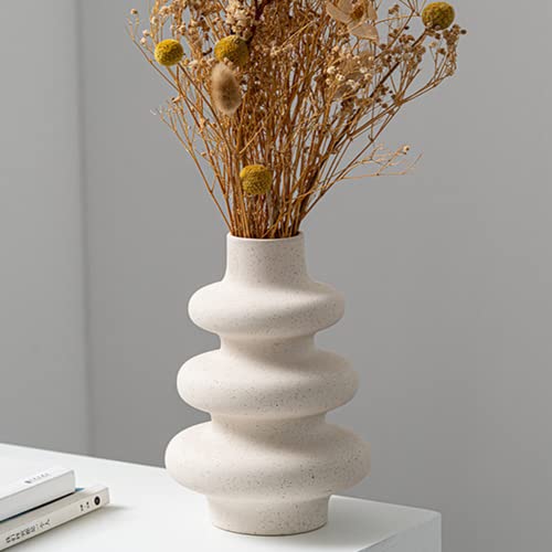 Arawat Keramik Vasen Weiß Vase für Blumen Pampasgras Deko Wohnzimmer...