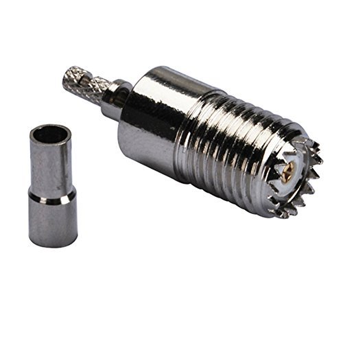 Custom Cables Group LLC 2pcs Rf Wire Coaxial Terminal Copper Alloy Connector Mini-uhf Female Straight Crimp for Lmr100 Rg316 Rg174 Ships from USA