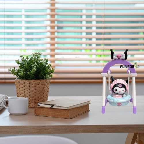 Image of FUNFOB Kuromi Action Figure Height -10cm Collectible for Fans PVC Multicolour | Kuro Swing - Brush