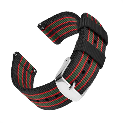Archer Watch Straps - Premium Nylon Quick Release Watch Bands (Black/Red/Green, 20mm) by Archer Watch Straps - Used condition - US$22.59