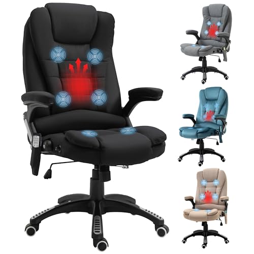 Vinsetto Silla de Oficina con Masaje Vibratorio de 6 Puntos Silla de Escritorio Giratoria con...