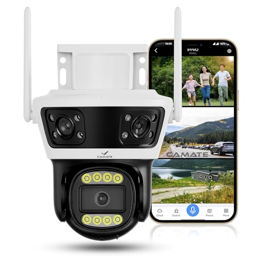 Image of Camate Phoenix 2+2+2 MP Triple-Lens (2.4 /5 Ghz Wi-Fi) Wireless CCTV Camera | Two Way Talk | Motion Detection | Colored Night Vision | Support 256 GB sd Card, Onvif (Wi-Fi Connectivity)