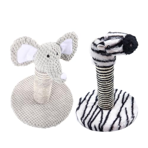 Kit 2 postes rascadores para gato con diseño elefante y cebra miniatura 1