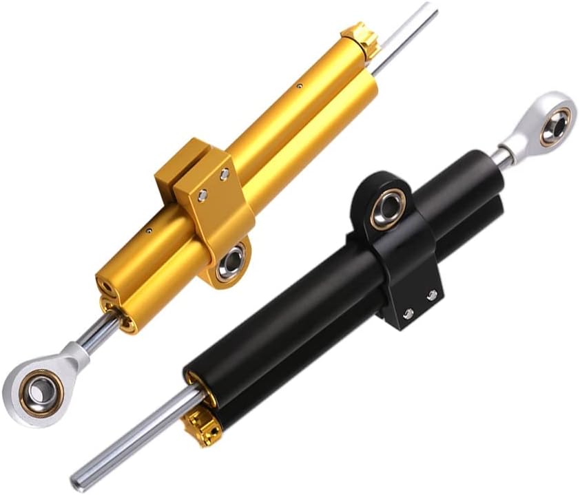 CNC Aluminum Motorcycle Steering Dampers Stabilizer Linear Reversed Safety Control for for Kawasaki Mounting Kit(Black)