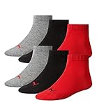 PUMA Unisex Quarter Quarters Socken 6er Pack, Größe:43-46;Farbe:black/red