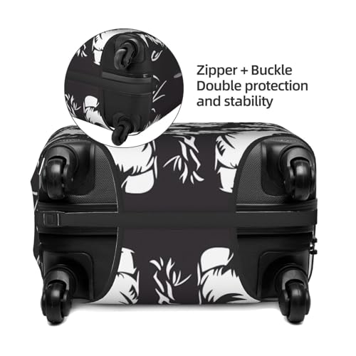 Floral Cow Silhouette Print Luggage Cover For Suitcase,Washable Elastic Travel Suitcase Protector With Zipper Closure And Bottom Buckle – Fits 18-32" Luggage-Large2
